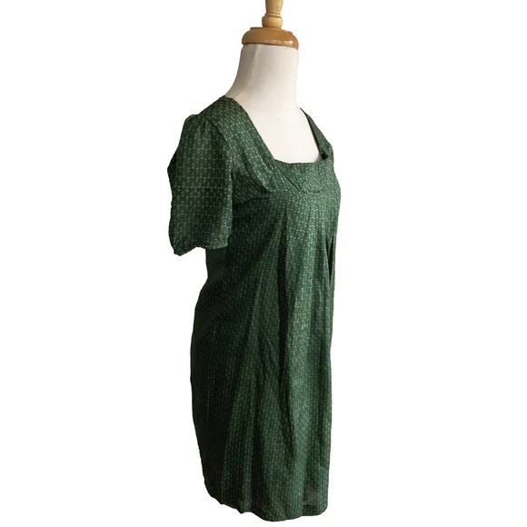 For Joseph Shift Dress Green Print Short Sleeve Square Neck Knee-Length Silk S - Picture 2 of 6